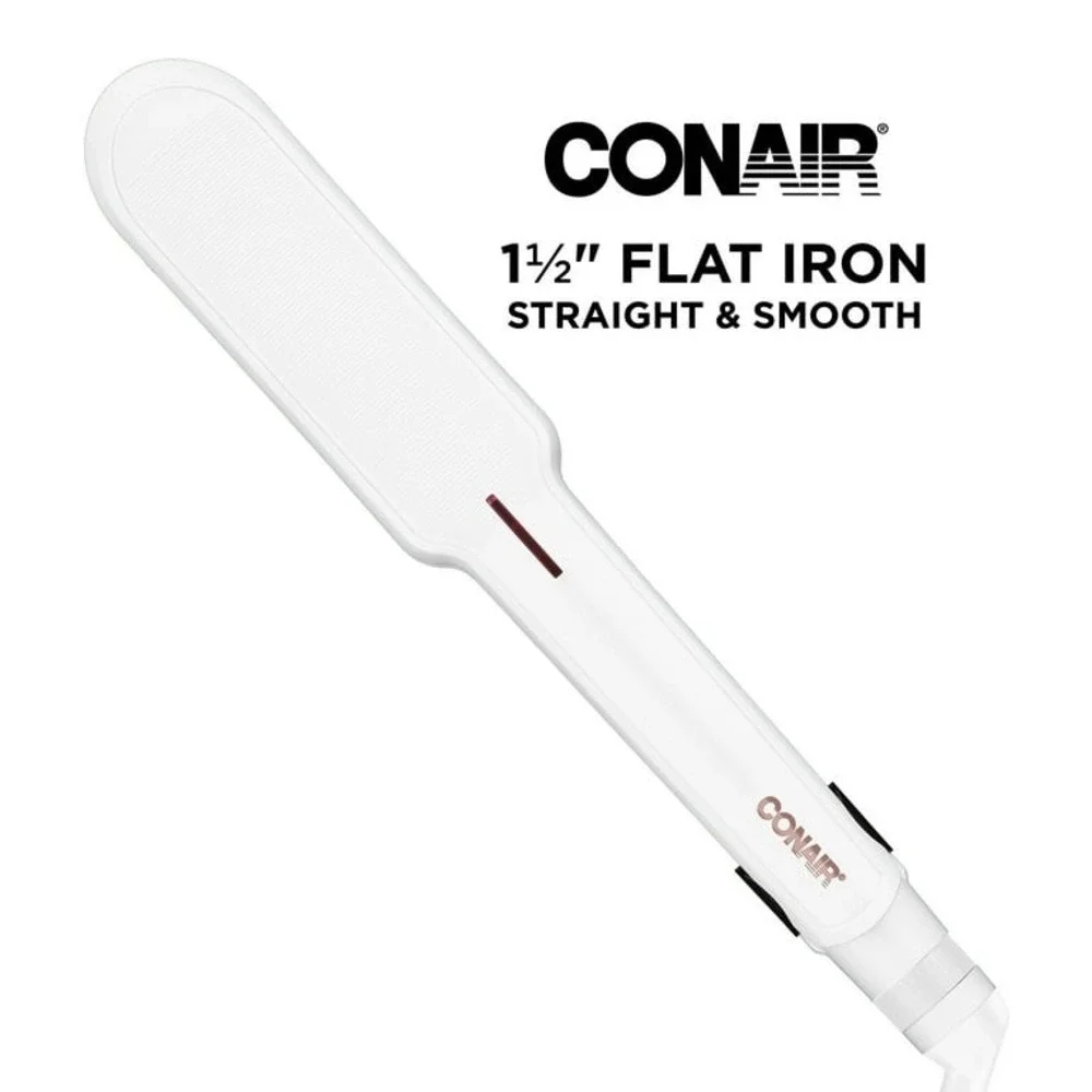 Conair Double Ceramic Flat Iron 1.5 Inch White Rose Gold‎ CS222 Straight Smooth